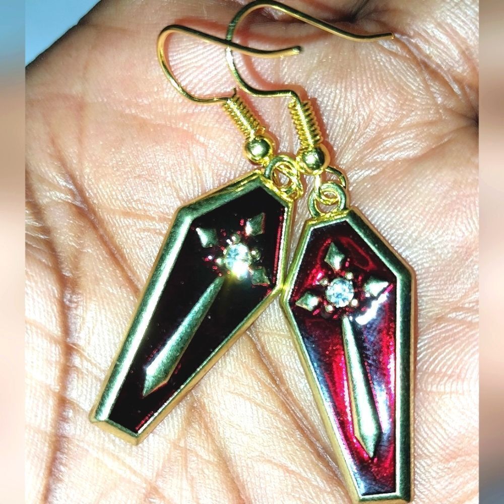 Cross Coffin Super Cute  Festive Holiday Earrings